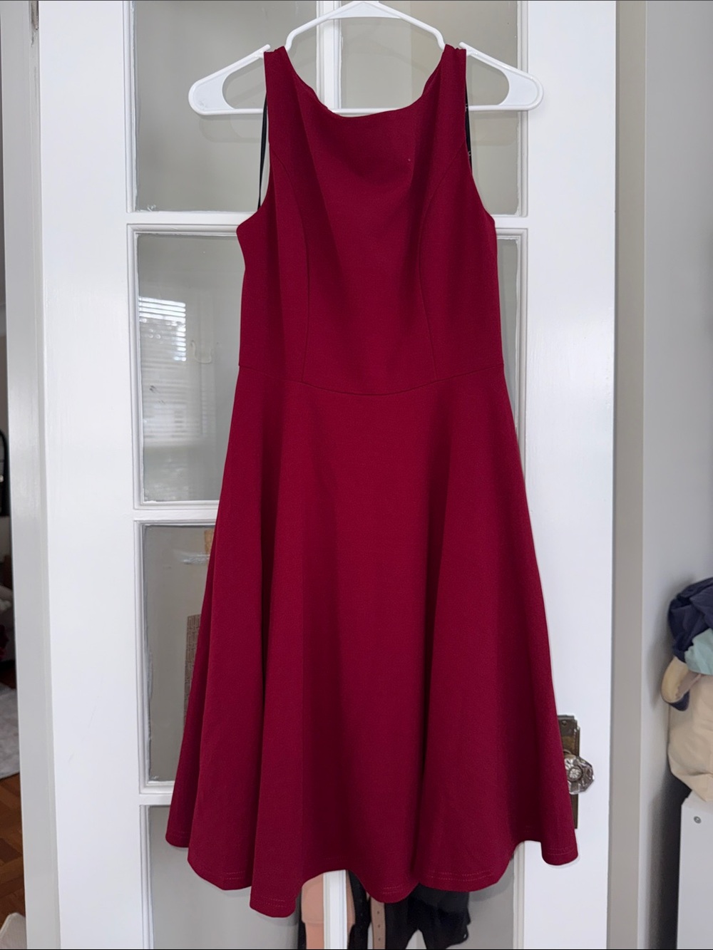 Lulu's Sleeveless Fit-and-Flare Dress in Deep Wine Red